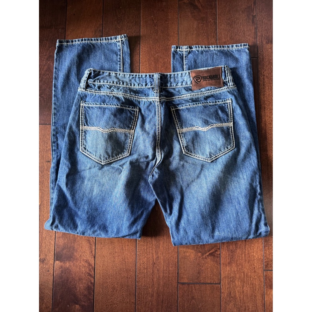 Rock and Roll Denim Double Barrel Relaxed Straight Leg Jeans Mens 36x36 Blue